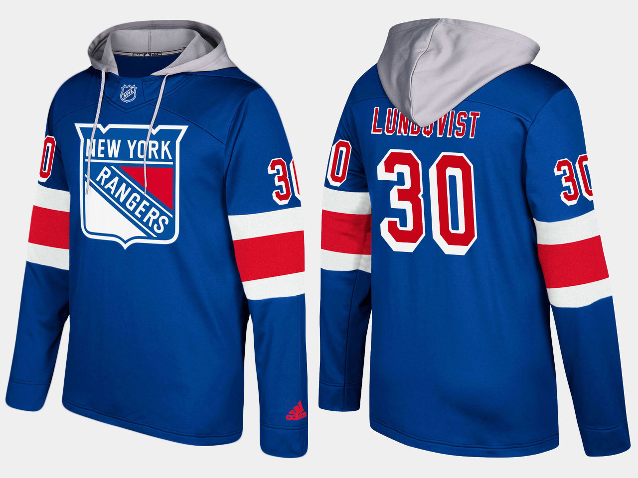 Men NHL New York rangers #30 henrik lundqvist blue hoodie